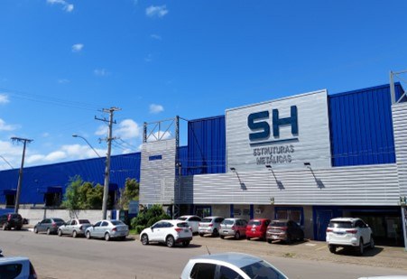 Fachada da SH Estruturas Metálicas, em Novo Hamburgo/RS